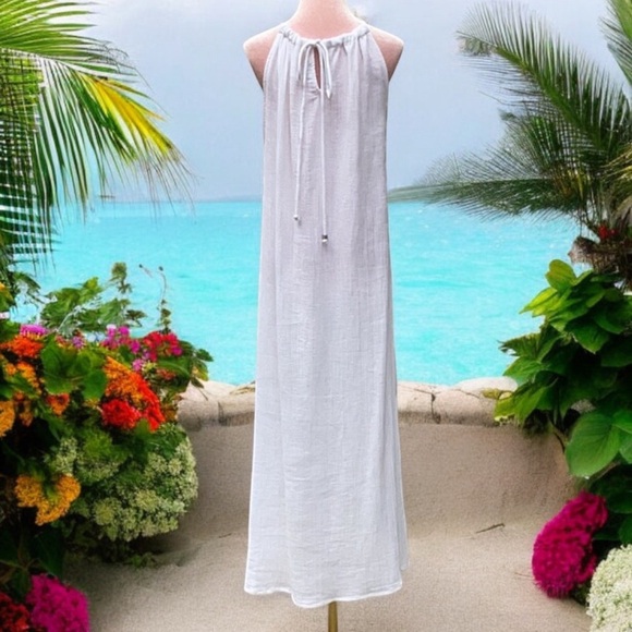 BLUE ISLAND NWT BEACH WEAR LONG WHITE DRESS SWIM COVER UP SUMMER XS - Picture 2 of 9